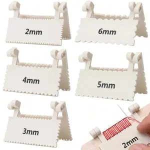 Clip  Sewing Ruler, 2/3/4/5/6mm   Lock and Sewing Gauge,  Guide Lockranding Tool for Embroidery Fabric Hand Sewing(White)