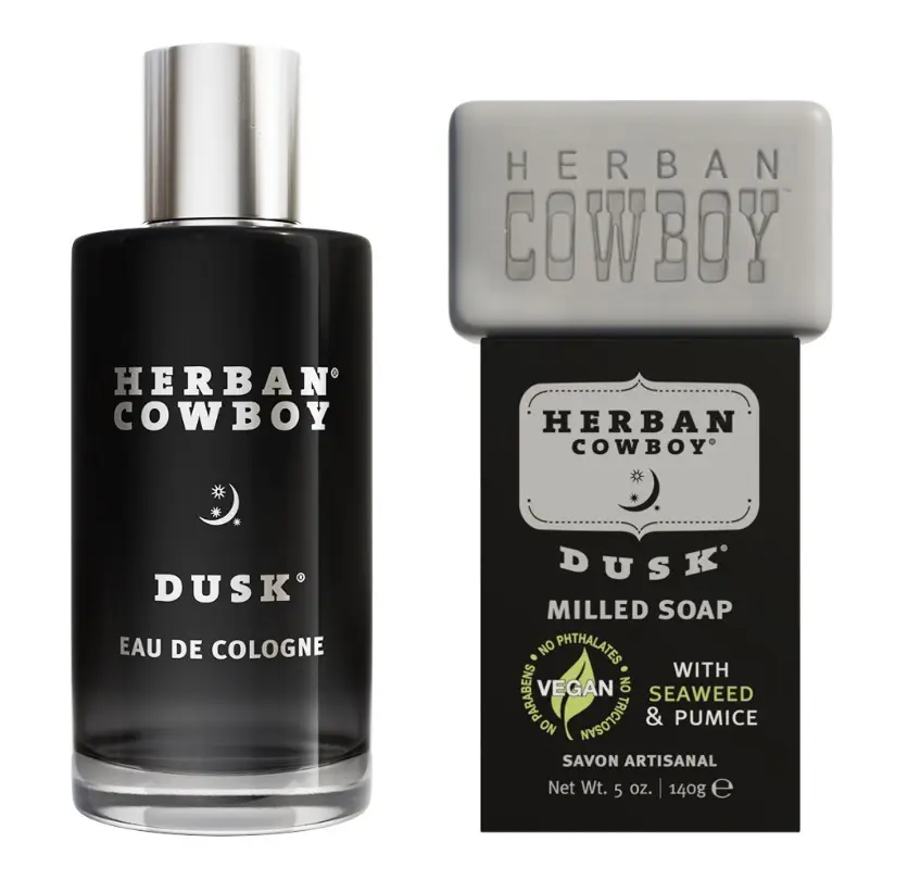 Herban Cowboy Dusk Cologne with dusk bar soap