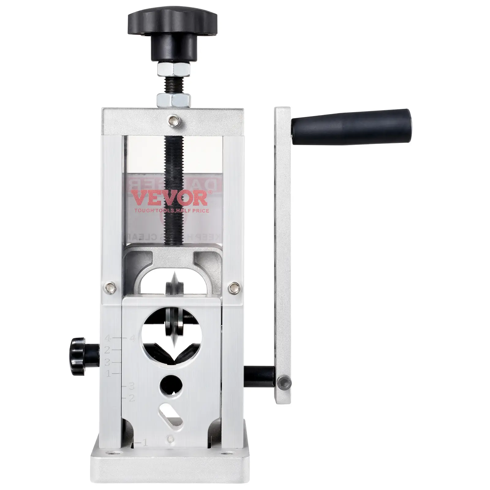 【Summerfinds】VEVOR Hand-Operated Wire Stripper, 0.06"-1.5" Cable Removal Tool with Drill Attachment, Defined Depth Gauge, Lightweight Cast Aluminum Build, 1 Extra Blade, 4 Stripping Holes, 65 Mn Spring Steel Blade for Efficient Copper Scrap Processing, Mu