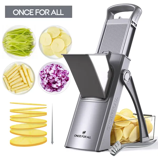 【ONCE FOR ALL】4-in-1 Stainless Steel Vegetable Slicer | Adjustable Thickness 0.1-8mm | Portable Kitchen Dicer & Shredder | Ideal for Spring Picnics & Everyday Use | Modern Matchstick Cut | Perfect Mother’s Day Gift Mandoline Chopper with tiktokshopspringg