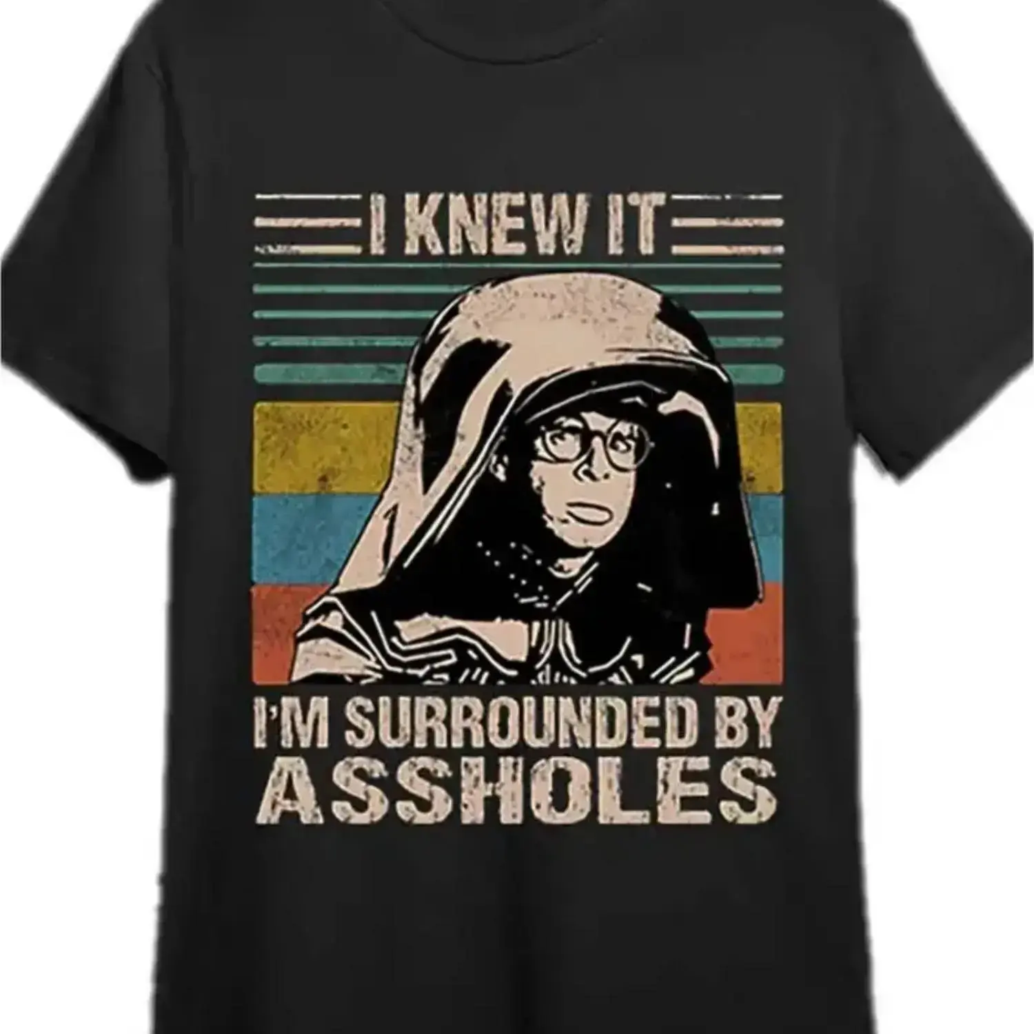 I Knew It I& m Surrounded By - Dark Helmet Spaceballs - T-Shirt    funny Men’s Short Sleeve Graphic T-shirt Collection Menswear Topwwzz