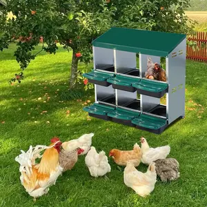 【GARVEE】Nesting Boxes for Chickens with 6 or 10 Compartments, Featuring Roll-Away Design, Egg Collection Tray, Perch, Protective Lid, and Versatile Wall Mount or Free-Standing Setup for Convenience and Egg Safety