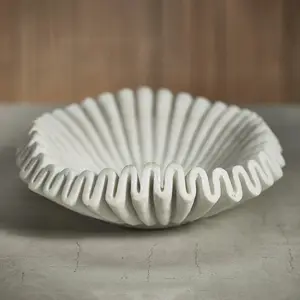 Free-Form Swirl Marble Bowl - White