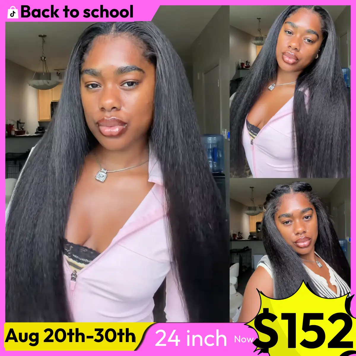 [Blend Natural]UNice Upgrade V Part Glueless Kinky Straight Human Hair Wig with Drawstring No Leave Out Beginner Friendly Easy to Install Summer Wig SummerArrvials #SoHoChic #TikTokShopBackToSchool