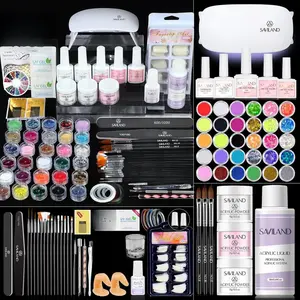 SAVILAND Acrylic Nail Kit for Beginners with Everything Professional Nails Set with Powder Liquid Brush Forms Gel Polish UV Lamp Extension Tools Kit for Home DIY & Salon Manicure