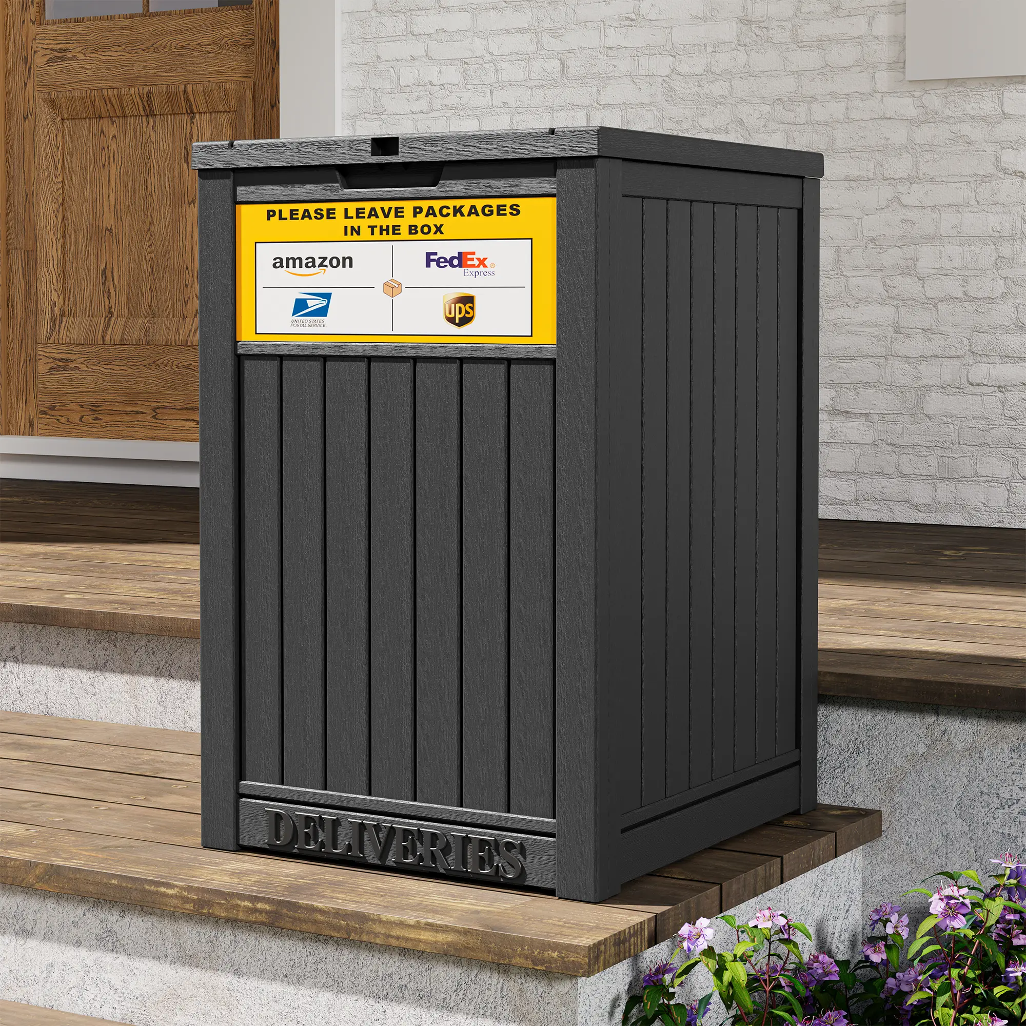 Anti-Porch-Piracy Lockable Parcel Box, 48 Gallon Weatherproof Outdoor Delivery Bin for Packages. Delivery Box