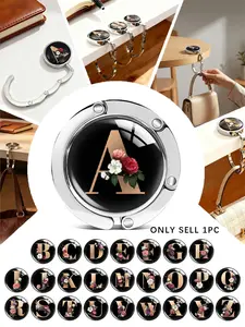 Purse Hook, Foldable Zinc Alloy Handbag Holder with Letters A-Z, Table Hook Holder, Better Protection and Display of Your Bags, Women's Gift, Valentine's Day Gift, for Offices/Restaurants/Cafes/Outdoor, Folding