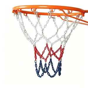 Blue Three-Color Chain Basketball Net, Durable Design for Sports Enthusiasts, Ideal for Outdoor Use, Enhance Your Game Experience, Basketball Hoop Net