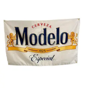 Modelo cerveza Flag yellow 3x5 Feet (Anti-fade Poly 150D) Premium Quality with Brass Grommets