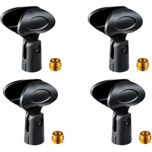 Microphone Soft Clip Holder with Adapter 4-Pack (Black)