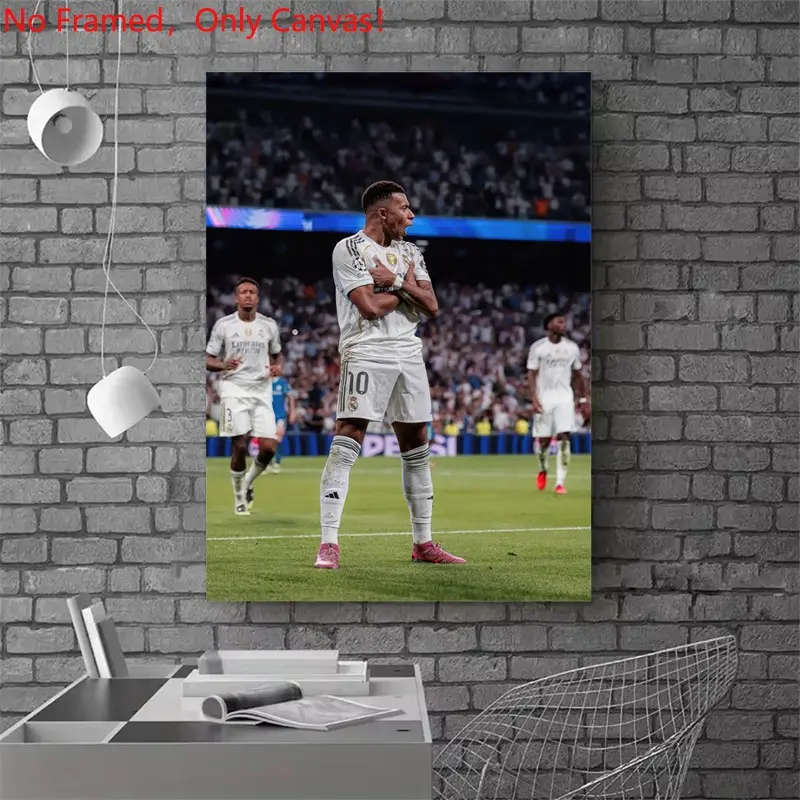 1 piece/set frameless canvas painting print poster, Classic Football player art, mbappe, a gift for football loves, ideal gift for bedroom, living room, dorm hallway, kitchen, mural, wall decoration, room decor, Above bed wall decor