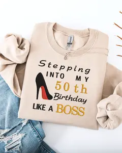 Embroidered 50th Birthday Sweatshirt for Women, 50 and Fabulous Sweatshirt, Sassy Classy Queen,50th Birthday Gift, Turning 50, 50th Birthday party