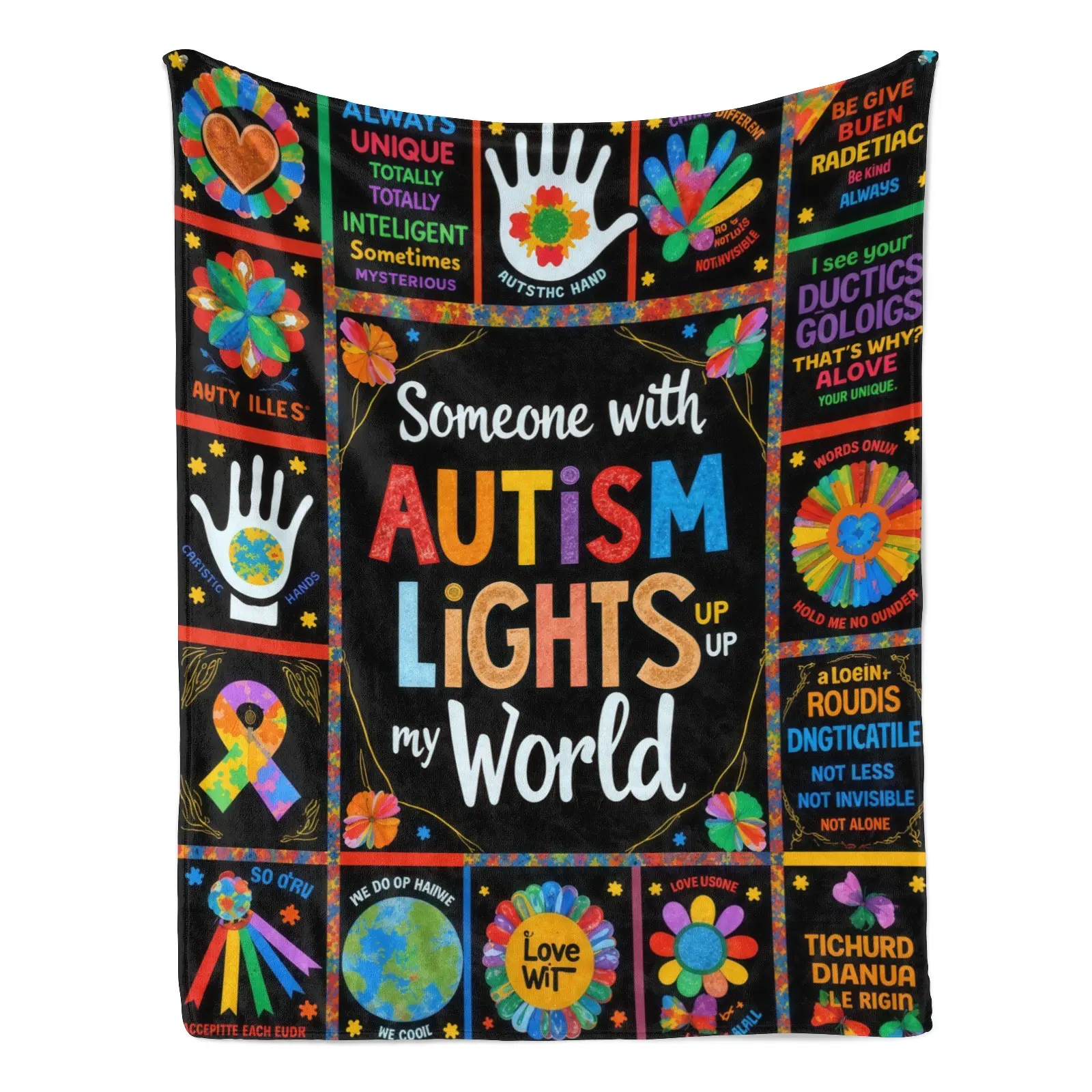 Autism Awareness Printed Flannel Fleece Blanket for Kids, 1-Piece Flannel Fabric, Funny Puzzle Design, Printed Style Brightens Rooms for Room Decor & House Decor