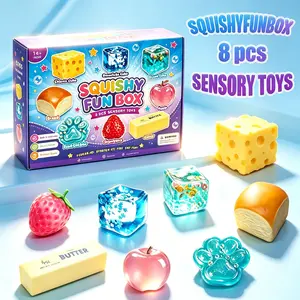 8-Piece Set Box Malt Sugar Stress Relief Fidget Toys, Sensory Bundle, Creative Slow-Return Squishy, Party Gift, 8 Different Styles
