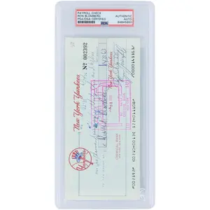 Ron Bloomberg New York Yankees Autographed Check from June 30, 1976 - PSA 84845850 - Fanatics Authentic Certified