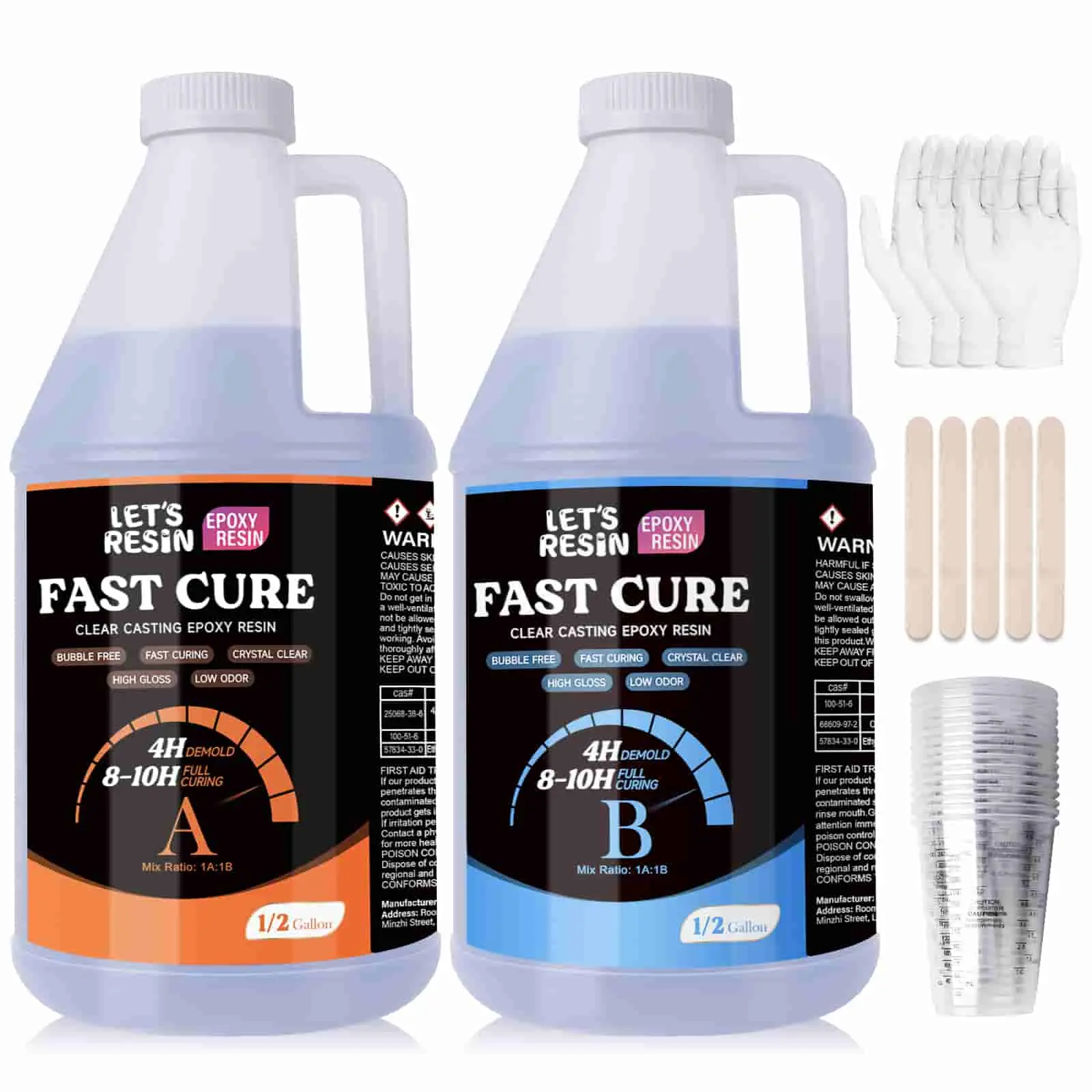 LET'S RESIN EPOXY RESIN Fast Cure Resin Epoxy for Jewelry, 1 Gallon Quick Dry Resin-4 Hours Demold, Crystal Clear & Bubble Free Casting Epoxy for Painting, Craft, Art, Molds