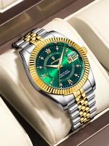 Men's Round Dial Quartz Watch, Business Fashion Watches for Party, Daily Clothing Decor, Trendy All-match & Exquisite Watch for Birthday Gift with Box