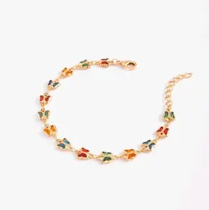 Nice and Bella Gold Bath Bracelet with Vibrant Butterfly Charms in Multicolor Tones for Elegant Accessories