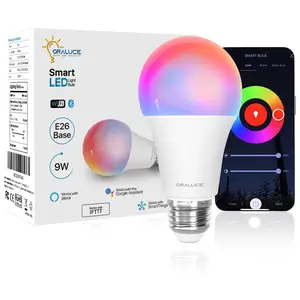 WiFi＆Bluetooth A19 Smart LED Light Bulbs Work with Alexa Google Home Compatible, RGBCW 2700-6500K control Color, E26 2 Pack Modern Rgbw Music Sync Scene