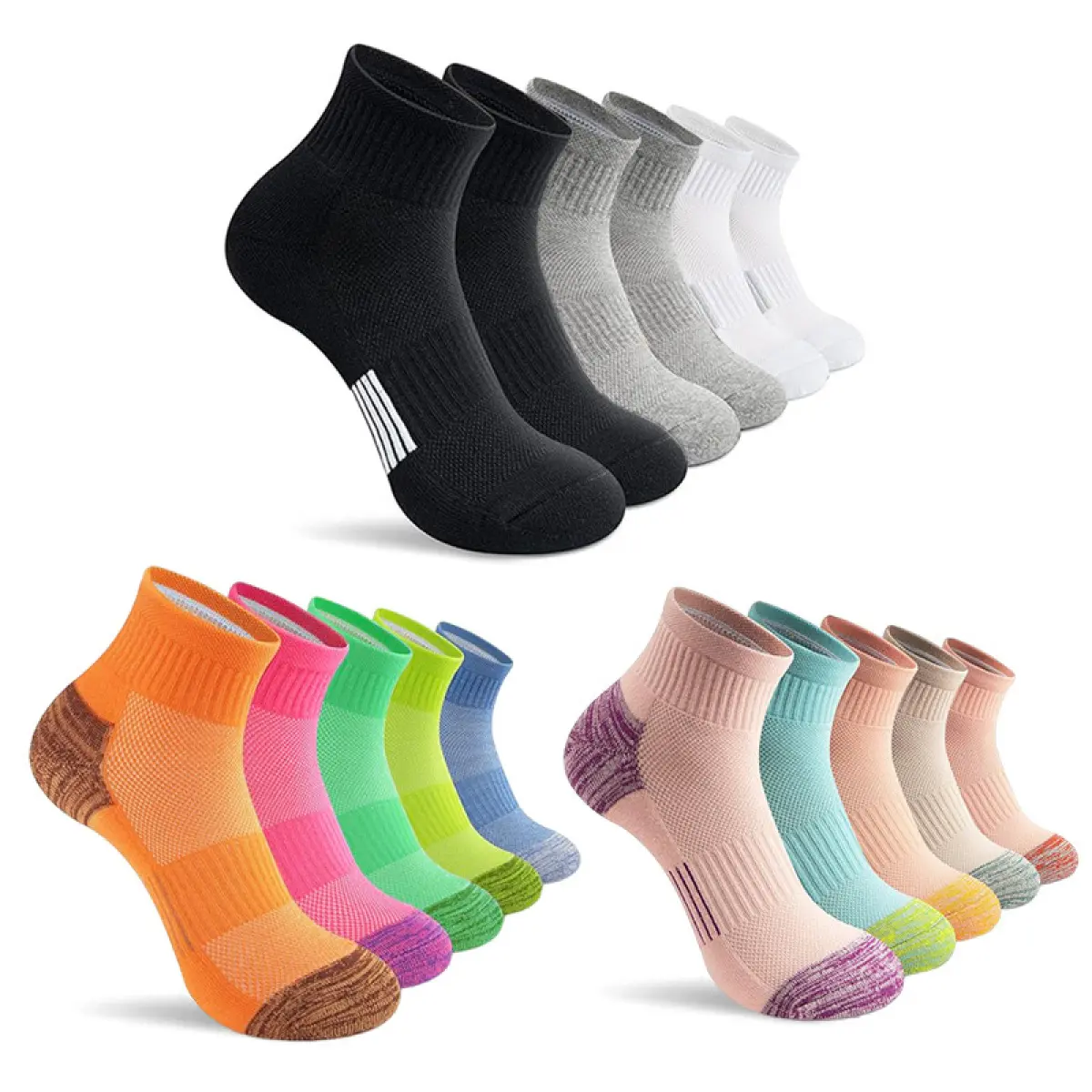 Men's Basketball Sports Socks, White Mid Calf & Knee High Socks for Autumn, Wear Resistance White Daily Sock Non-Slip Soccer Sock for Athletic Training Running Outdoor Sports