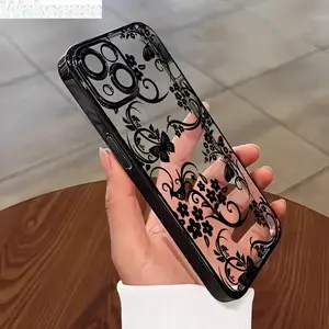 High-quality clear phone case decorated with vine and floral patterns, the perfect birthday gift for teenagers, compatible with iPhone 17 Pro Max Air/16 Plus/15 Pro Max/14 Pro/13, protective accessory, ships from the US.
