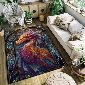 Fantasy Dragon (3) Pattern Fashionable Creative Printed Rug Corridor Balcony Rug Bathroom Entrance Door Mat Home Decoration Living Room Bedroom Bedside Rug Halloween Christmas Holiday Gift Birthday Gift