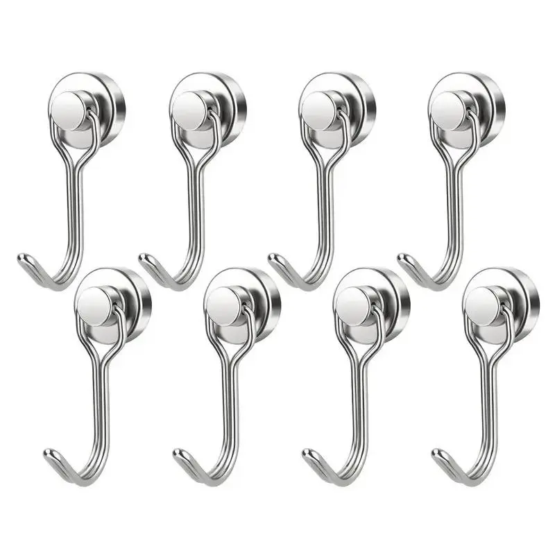 8/16-Pack Smooth Swivel Swing Magnetic Hook Set – Strong Neodymium Steel Metal Hooks, Home Organiser for Cruise Cabins, Kitchen, 30LBS Capacity Cruise Essentials 2026, Detachable Hooks