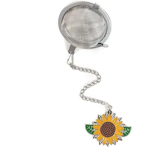 Tea Infuser for Loose Leaf Tea-Cute reusable steeper stainless steel mesh, strainer ball holder accessory, single diffusers brewer strainers infusers diffuser (Sunflower)