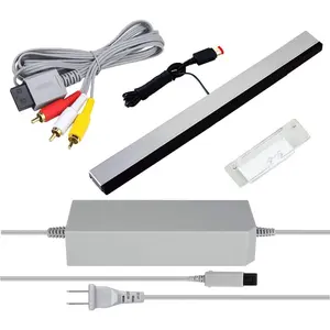 3 in 1 Wii AC Power Adapter + Composite Audio Video  Data Cables + Wired Motion Sensor Bar Data Cables Compatible with  Wii