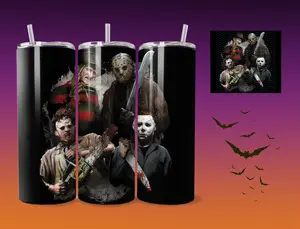 Horror Movie cups | Slashers | Tumbler 20 ounces | Cup with lid | Cup with Straw | Halloween | Spooky Season