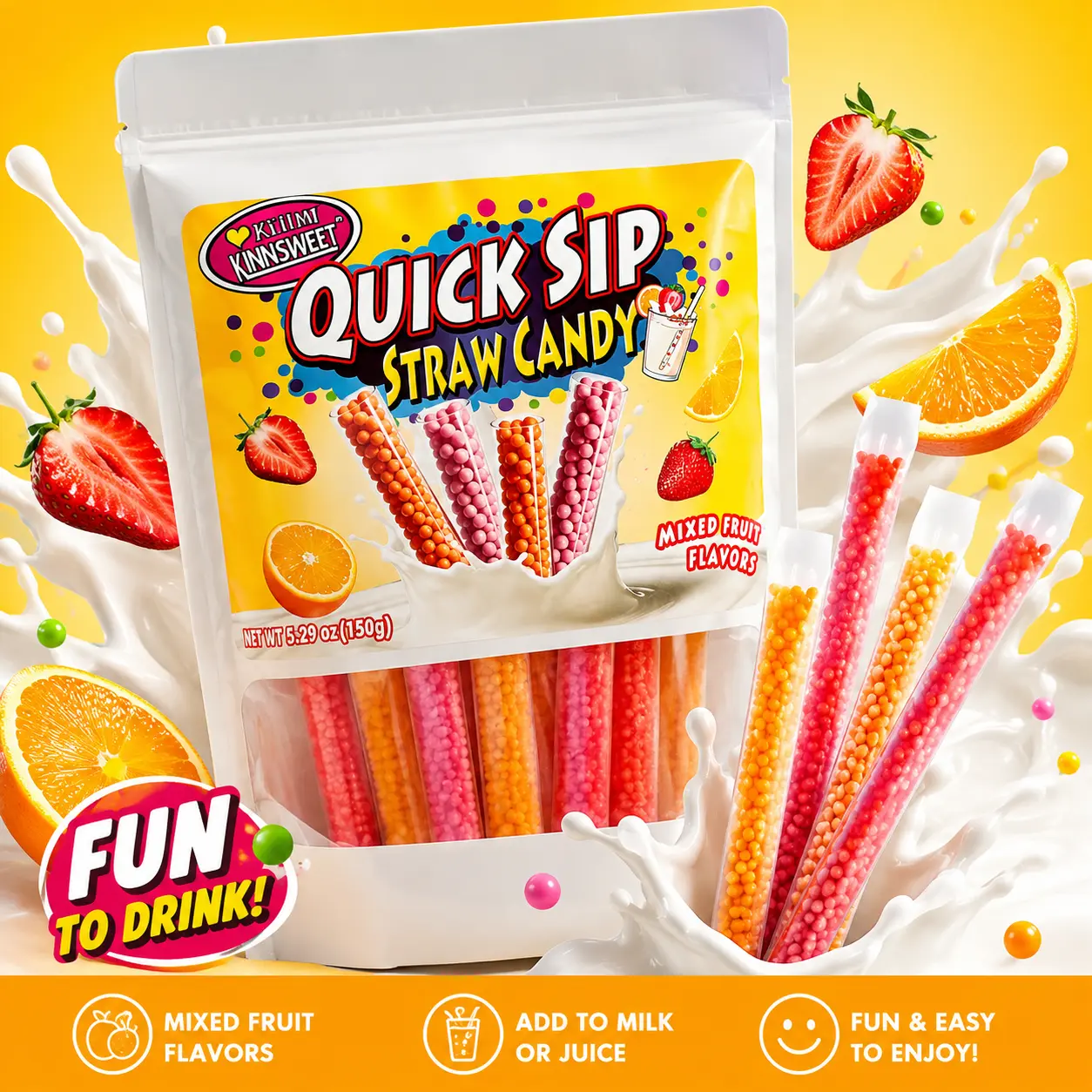 Fruit Powder Candy Straws – Delicious Sweet & Tangy Candy Snack for Birthday Parties Candy Straws Fruit Candy Powder Candy Sweet & Sour Candy Fruity Candy Rainbow Candy Party Candy Nostalgic Candy Candy Tubes TikTok Viral Candy Colorful Candy Kids