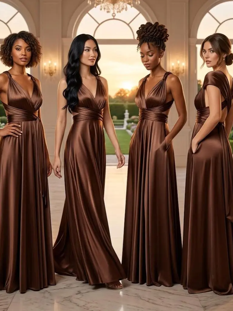 Women's Multiway Convertible Maxi Dress – Satin Infinity Long Sleeveless Bridesmaid Dress for Wedding Guest, Formal Evening Gown, Casual Party Dress, Maternity Friendly, Flattering Fit for All Body Types