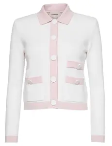L'AGENCE Nomi Satin Back Cardigan in Ivory Pink Multi Butterfly Jungle