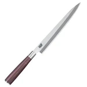 FINDKING 9.5 inch Yanagiba Sashimi Knife, Sushi Knife, Fish Fillet Slicing Salmon Knife, Japanese Style Knife, Stainless Steel, Razor-Sharp Blade, Sour Twig Wood Handle, Professional Kitchen Knives for Fish Meat Cooking