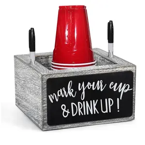 Wooden Disposable Cup Storage Rack, Square Tabletop Bar Counter Organizer, Coffee Shop Use, Durable & Stylish Design, Bathroom Counter Organizer