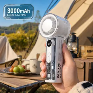 Mini portable fan, high-speed cooling, long-lasting battery life, turbine output, adjustable speed, LED digital display, very suitable for outdoor/camping/gym/office