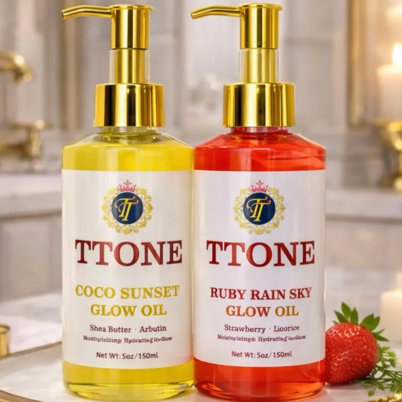 TINA TONER TTONE Coco & Ruby Rain  Set  glowing oil. 6 oz  His & Hers Glow  lux fragrance oil, Body Glow, Smelling Good