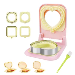 3-in-1 Uncrustable Sandwich Maker - Heart/Circle/Square Crustless Sandwich Cutter & Sealer for Kids' Lunch, Breakfast & Lunchboxes | BPA-Free Press, Easy Clean, Food-Grade PP
