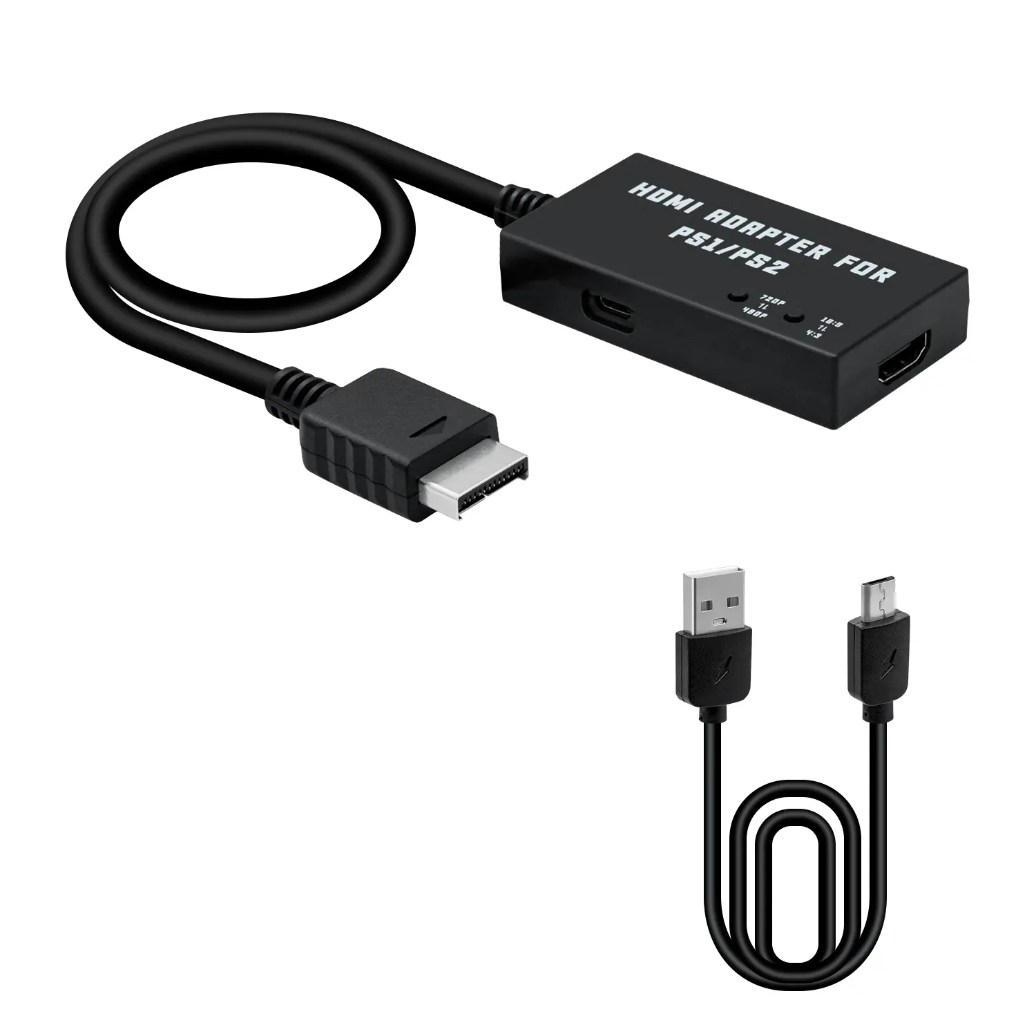 Mcbazel PS1/PS2 to HDMI Digital Adapter Game Accessory - Input Cable Included, S-Video Signal Support, 4:3/16:9 Aspect Ratio Switch, 480p/720p Resolution Switching, No Driver Required for Gaming Console Screen