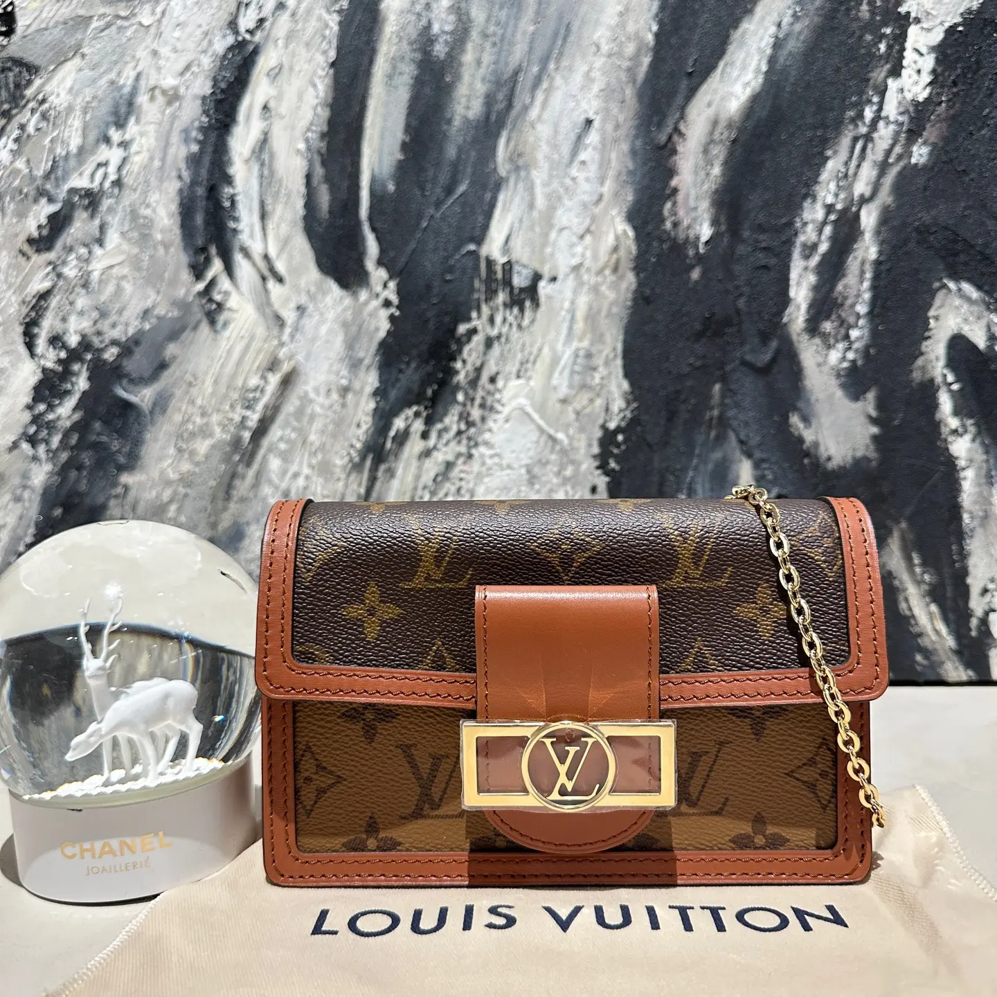 Pre-owned Louis Vuitton Monogram Daphne Crossbody Bag with Gold Hardware and Brown Leather Trim