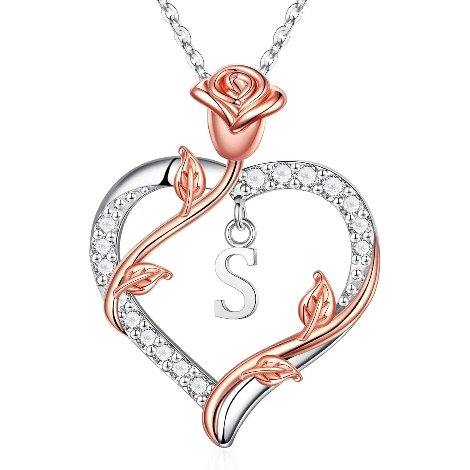 925 Sterling Silver Personalizable Heart Initial Necklace - Exquisite, Boxed Assortment with Heart Diamonds, Ideal Anniversary Birthday Gifts for Women, Silver Heart Necklaces, Exquisite Necklaces