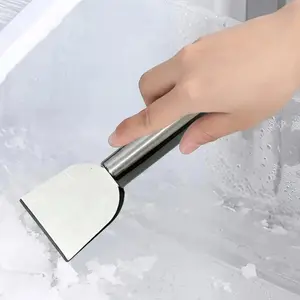 Stainless Steel Cleaning Scraper 2Pcs Multipurpose Metal Utility Spatula Ergonomic Grip Scratch Free Durable Cleaning Tool For Kitchen Bathroom Home Use Remove Tough Stains Household Essential Cleaning Gadget For Daily Deep Cleaning Needs-RR