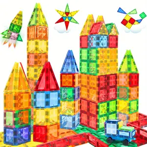 40/100pcs magnetic building blocks toys magnetic plates small size, Magnetic Tiles Set, children's stacking blocks and pre-school blocks, DIY construction puzzle toys boys and girls, birthday holiday gifts, parent-child interaction, back to school gifts