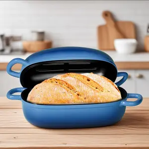 Dutch Oven for Bread Baking - 2.5QT Bread Pans for Homemade Bread Cast Iron Bread Pan Dutch Oven Loaf Pan with Lid and Loop Handles for Homemade Breadmaking