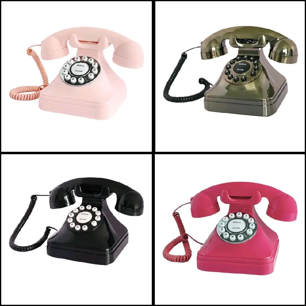 Corded  Retro Landline Home Phone, Basic Pink Decorative Analog Telephone Set, Senior Phone for Home/Office/Hotel