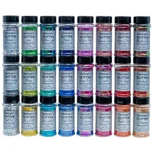 Makerflo Holographic Chunky Mix Glitter Variety Set. Iridescent Glitter for Resin Arts and Crafts, DIY Tumblers, Body Nail, Glitter for Any Crafts and Personalization - Set of 24/2 oz Each