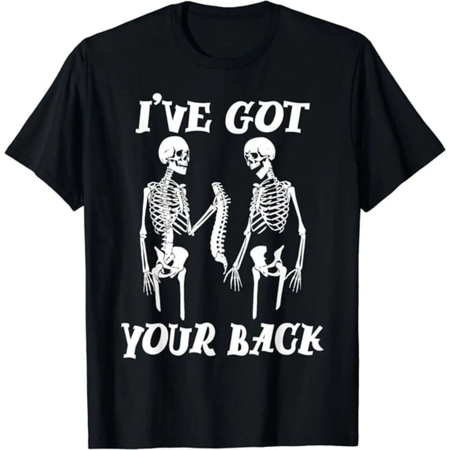 I've Got Your Back Halloween Skeleton Skull T Shirt with Halloween Theme Graphic Design Casual Fit Tee Shirt for Men and Women