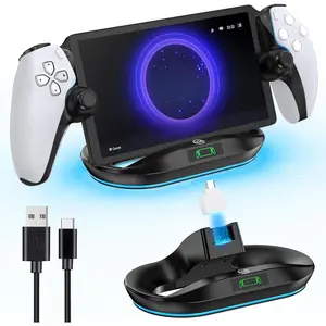 Stand for PS Portal Remote Player, PS Portable  Dock with Light Modes, PS Portal Stand Charger, Portal Dock Station with  Connector, PS Portable Holder  Base, Black