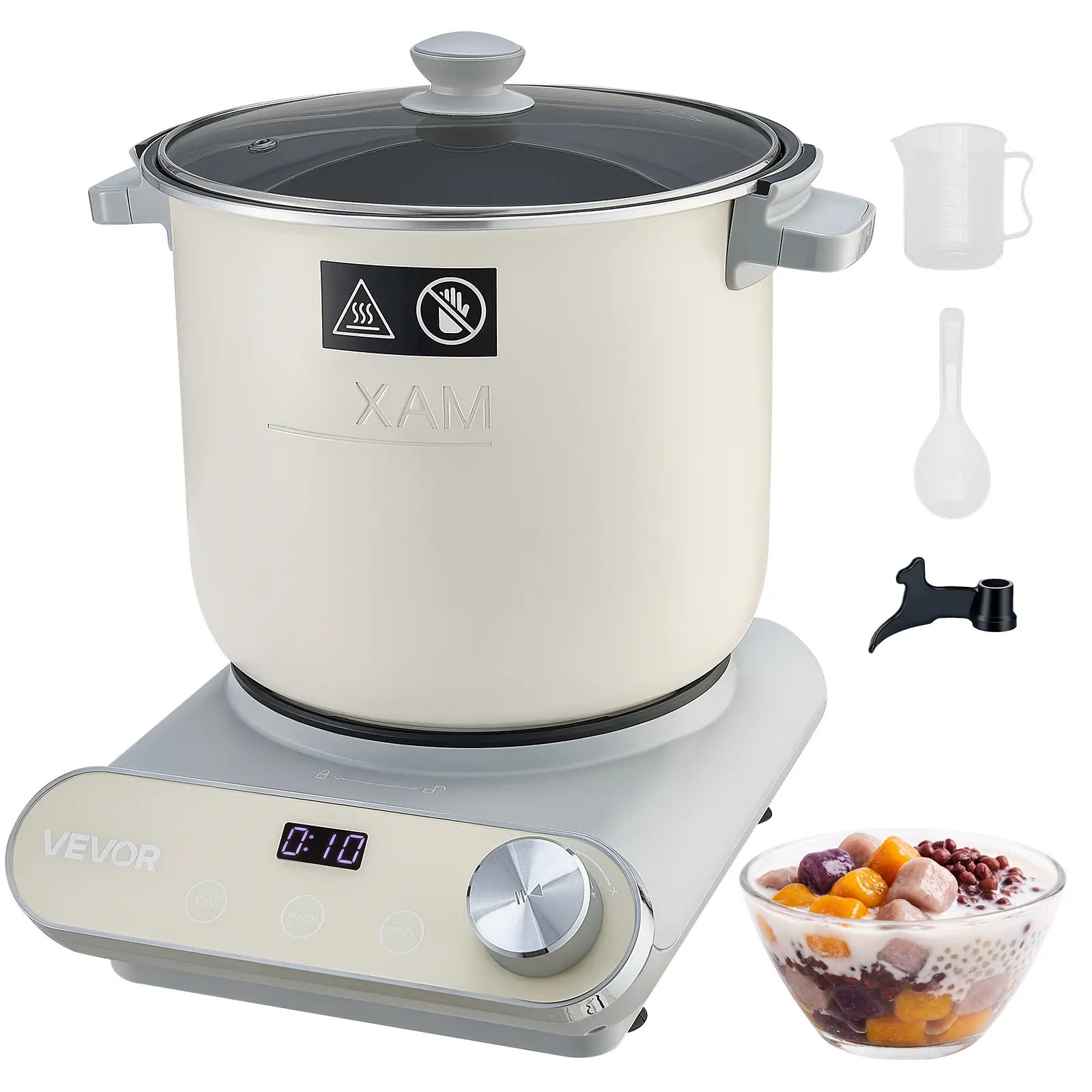 VEVOR Dough Mixer 7.4 Quart Electric Dough Maker with Ferment Function, for Pizza, Pasta, Sourdough and Fufu, Nonstick Aluminum Pot, Timer, Face-up Control Panel, Household Dough Kneading Machine