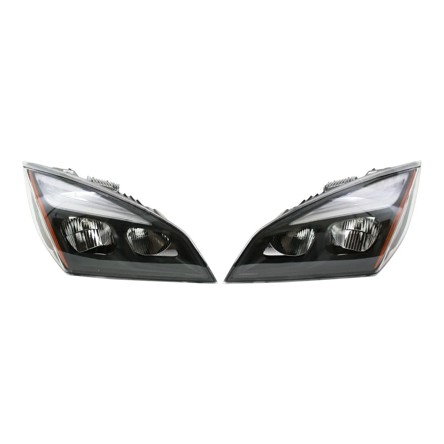 Freightliner Cascadia Headlights Set LED 2018+ Black Housing Clear Lens Enhanced Visibility